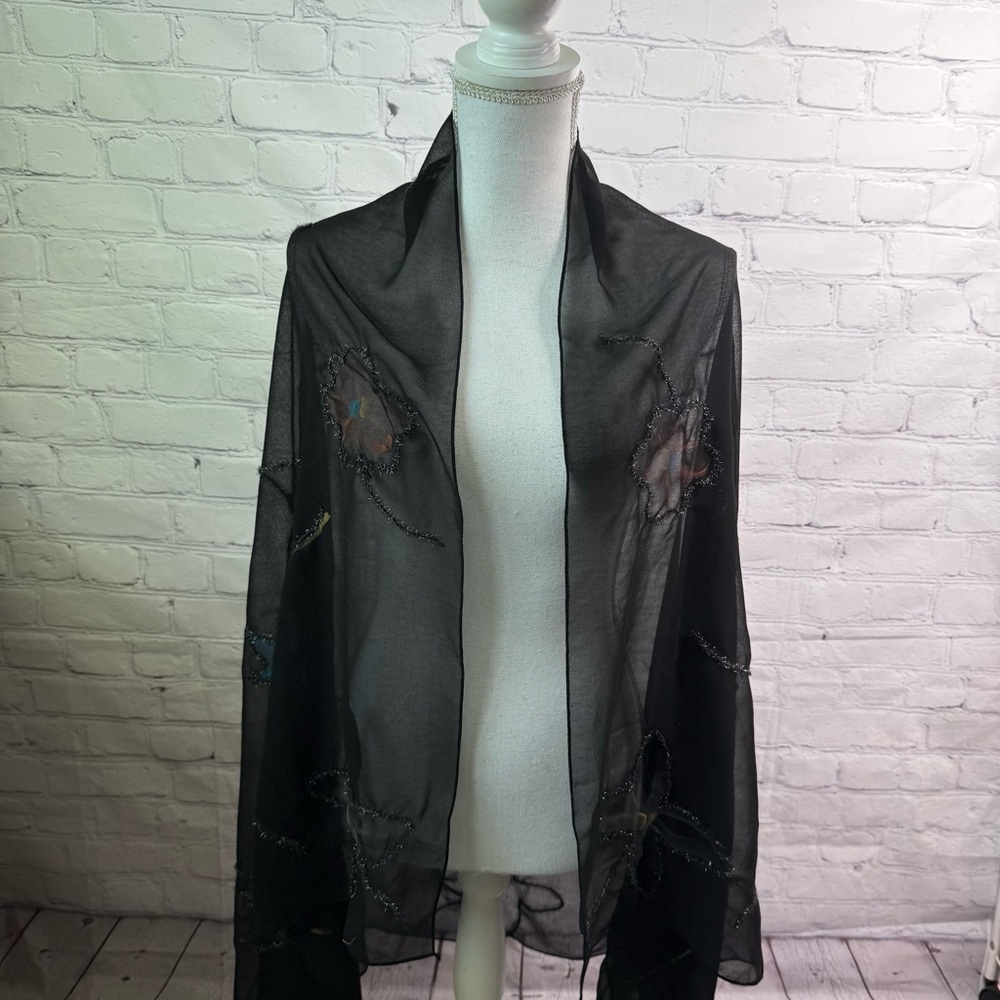 BIJOUX Terner Black Sheer Scarf Shaw India